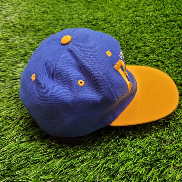 LA Rams Snapback Hat Flat Brim Retro Style Football Cap Blue Yellow - Picture 4 of 7